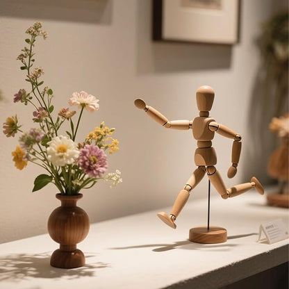 JOIKIT 4 Pack 8.5 Inch Wooden Artists Model, Wooden Art Mannequin Articulated Mannequin with Stand and Posable Body, Movable Wooden Manikin for Drawing The Human Figure