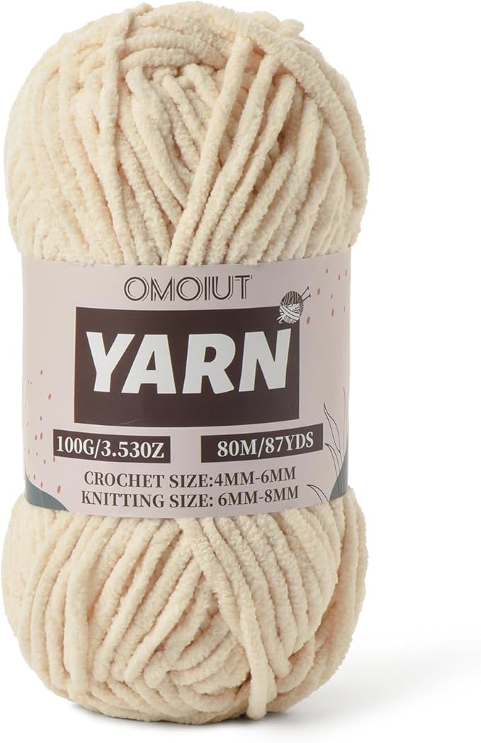 Beige Fluffy Chenille Yarn for Crocheting - Baby Yarn for Crocheting Soft Blanket - (100g/87.4yds) Crochet Amigurumi Chunky Yarns - Velvet Worsted Weight Yarns 5