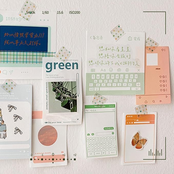 SIBLYMONA 200Pcs Vintage Memo Material Pack Memo Collection Series for Scrapbooking, Junk Journal Supplies DIY Art Crafts Bullet Journal Diary Album Planne (NO2)