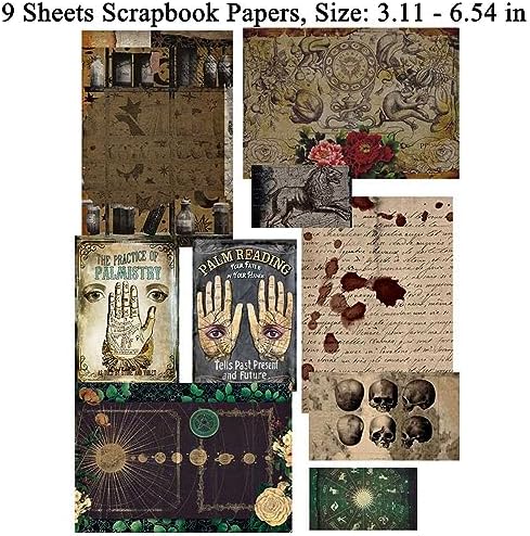 Dark Academia Junk Journal Supplies, Vintage Skull Decoupage Paper for Scrapbook Kit, 45pcs Astrology Ephemera for Junk Journals, Mushroom Plant Materials for Room Decor Wall Collage Kit - Image 3
