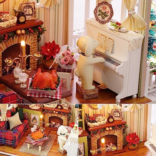 TuKIIE DIY Miniature Dollhouse Kit, 1:24 Scale Wooden Mini Doll House Accessories with Furniture for Kids Teens Adults(Holiday Times) - Image 4