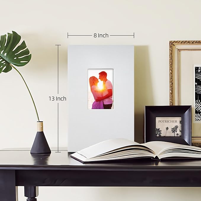 potricher Small Photo Album for 4x6 300 Photos Linen Cover Picture Book for Family Wedding Anniversary and Baby (White)