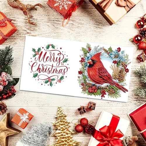 6Pcs Christmas Greeting Card DIY Diamond Art Painting Greeting Cards Special Shaped Diamond Blessing Folding Card Kit Arts Crafts for Birthday Festival-Elements - Image 7