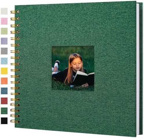 10"x10" Scrapbook Photo Album Linen Cover 20 Sheets 40 Pages White Paper by Hiwhy