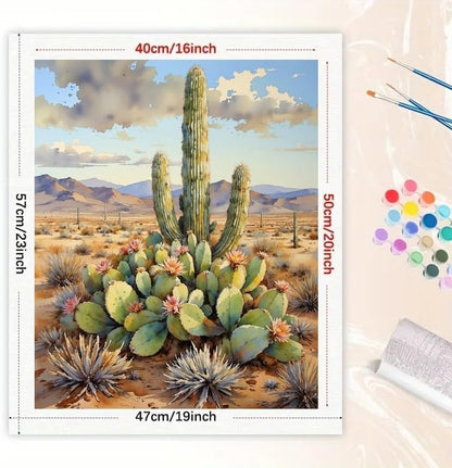 TAOPAOLAB Cactus Desert Scene Paint by Numbers Kit for Adults – DIY Saguaro and Prickly Pear Painting on Canvas 16x20 Inch, Acrylic Paint Set, Suitable for Beginners, Art for Home Decoration or Gifts - Image 2