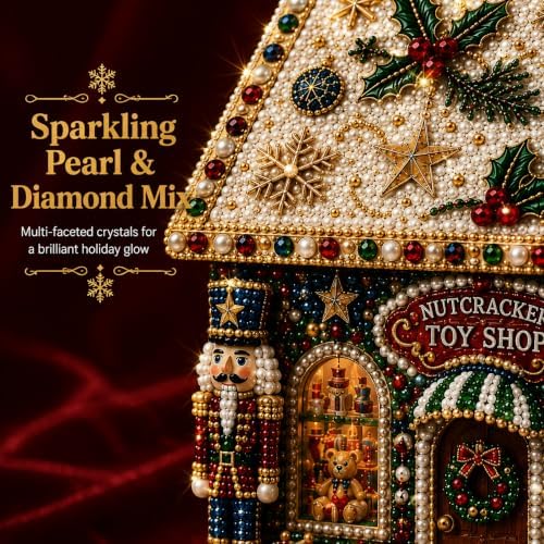 3D Christmas Wooden House Pearl Diamond Painting Kits for Adults, Beginners - Image 5