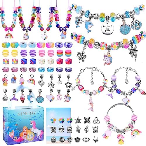 AIPRIDY Charm Bracelet Making Kit,Unicorn Mermaid Crafts Gifts Set Can Inspires Imagination and Creativity,Jewelry Making Kit Perfect Gifts for Girls 5-12 Years Old (84 Pieces) by AIPRIDY
