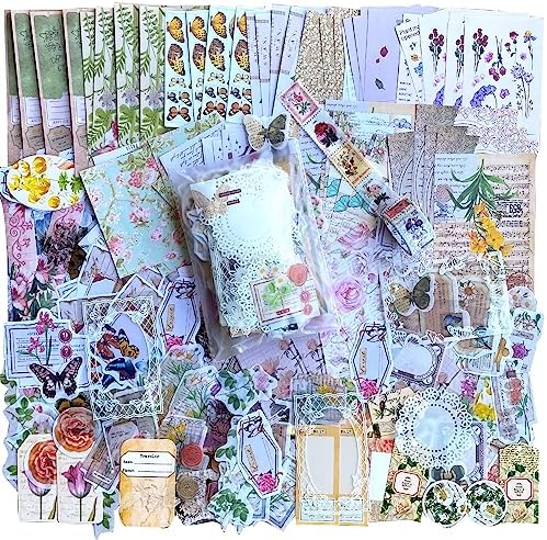 BLEDS 400PCS Vintage Journaling Supplies Scrapbook Paper Stamp Stickers by BLEDS