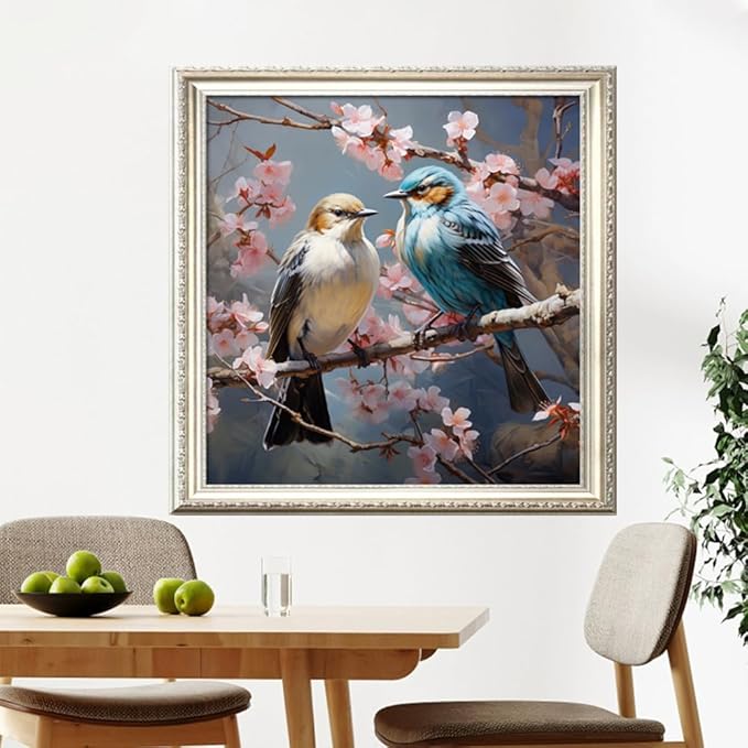 Leczany Cross Stitch Stamped Kit for Adults - Two Brid | DIY Embroidery Starter Patterns Craft Kit Needlepoint for Beginner | 11CT, 3 Strands | 19.7x19.7 inches