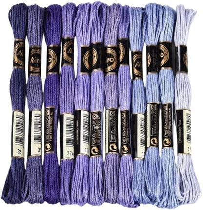 12 Skeins 105 Yards 6 Strands Purple Assorted Friendship Bracelet String Embroidery Thread Yarn Cross Stitch Bulk Variegated Gradient Floss Set for Felt Projects Sewing Making Craft DIY by CABODYALS