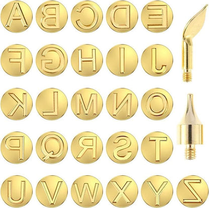 Wood Burning Tips Letters Uppercase Alphabet Number Symbol Branding and Personalization Set (Include 38 Numbers 18 Symbol and 6 Stencils) - Image 2