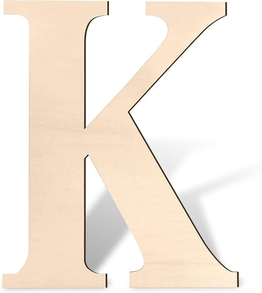 Large Wooden Letters 17 inch Big Wood Letter K for Wall Decor, Unfinished Blank Giant Wooden Alphabet Letters for Crafts, Birthday, Parties, Rustic Wedding, Christmas Home Decoration, Baby Shower
