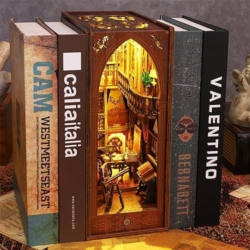 ISSEVE Book Nook Kit, DIY Dollhouse Booknook Kits Bookshelf Insert Décor - Image 6