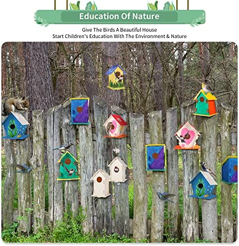 ILHSTY 18 Pack Large Paintable DIY Wooden Bird Houses Kits for Kids, Kids Crafts Wood Houses for Crafts Class Parties Birthday, DIY Crafts and Art Birdhouse Kits for Children to Build and Design（18） - Image 6