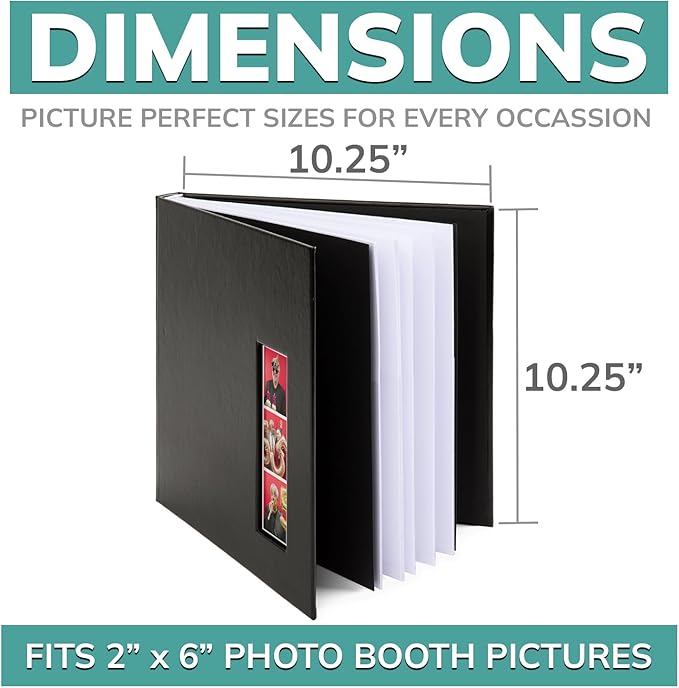 PBF (10 Pack) Photo Booth Album, Guest Book with 2x6 Clear Picture Inserts, Black Cover with Plastic Sleeves & White Pages, Scrapbook Album for Photo Strips, Memory Book, Wedding, and Baby Showers