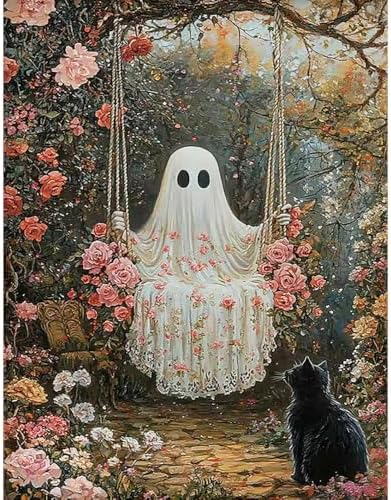 Halloween Ghost Cross Stitch Kits for Beginners Adults - Counted Cross Stitch Kits Needlepoint Cross-Stitch Patterns Dimensions Needlecrafts Embroidery Kits Arts and Crafts by Unknown