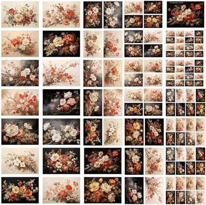 Decoupage Paper Pack (35 Sheets 6"x8") Antique Florals: Vintage-Inspired Floral Arrangements in Sepia, Ivory and Deep Red, Featuring Delicate Branches, Soft Shadows and Elegant Petal Textures FLONZ - Image 4