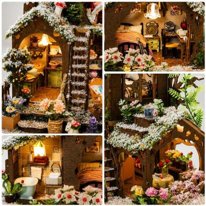 RHZN DIY Miniature House Kit for Adults Mini House Snow Tree House - Image 5