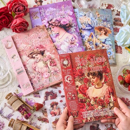 Washi Sticker Book for Scrapbook, 450+ Pre-Cut Scrapbooking Stickers, Vintage People Flowers Aesthetics Stickers for Adults and Teens, Junk Journal Supplies for Journaling Decorative DIY Arts Craft - Image 6