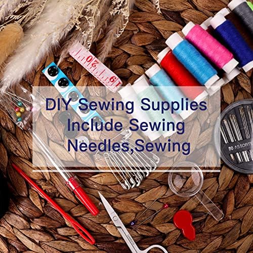 JUNING Sewing Kit with Case Portable Sewing Supplies for Mom Grandma Women Men Teen Girls Boys Home Traveler, Adults, Beginner, Emergency, Contains Thread, Scissors, Needles,Measuring Tape and More - Image 2
