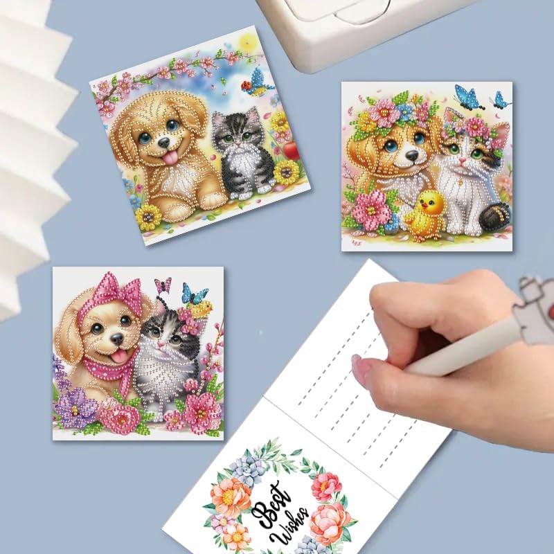 MaiYiYi 6 Pack DIY Cute Dog Diamond Art Greeting Cards Kit - Image 3