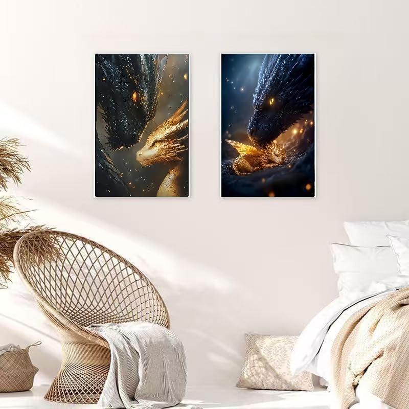 KYOQFVN 2 Pack Dragon Paint by Numbers Kit for Adults Beginner with Framed, Dragon Paint by Number Kits for Adults Beginner, DIY Painting by Number Kits for Home Wall Decor 8x12inch - Image 6