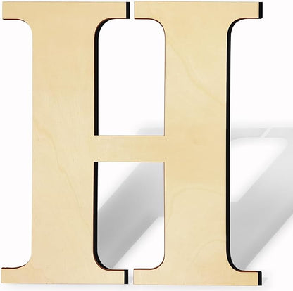 17 Inch Large Wooden Letters, Paintable Large Wood Letter for Crafts, Unfinished Blank Wood Alphabet Letter for Birthday, Parties, Wedding, Christmas Home Decoration(Letter H)