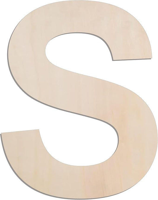 MGTECH 12 Inch Large Wooden Letter S, 1/4 in Thick Big Wood Letter for Crafts and Wall Decor