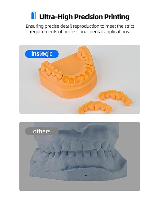 Inslogic Dental Implant Model 3D Printe Resin, High Accuracy and Low Shrinkage, Smooth Surface, 405nm UV-Curing Resin for Dental Models, Prosthetics, Orthodontics, Research (Yellow, 1kg)