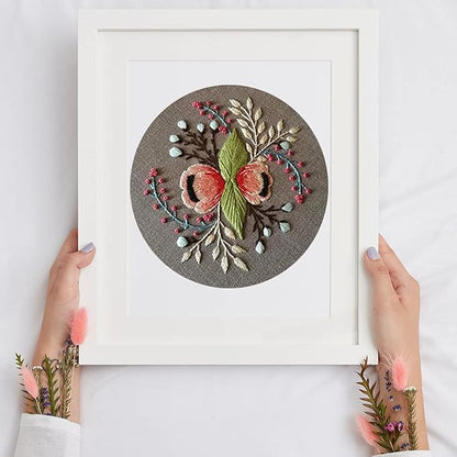 Louise Maelys Embroidery Starter Kit Full Range of Stamped Cross Stitch Kits for Beginner Including Cloth with Pattern,Embroidery Hoop,Color Threads