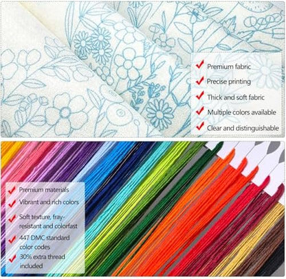 Zhenqing Cardinal Embroidery Kit for Beginners, Red Bird & Holly Needlework Craft with Pre-Printed Cotton Fabric, Hoop, Threads & Tools, Winter Holiday Decor (C0202) - Image 7
