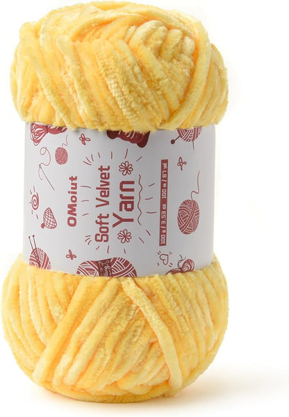 100g Fluffy Velvet Chenille Yarn for Crocheting and Knitting, 80m (87.5yd) Baby Yarn for Crocheting Soft, Crochet Chunky Yarns Amigurumi Yarns (Pale Yellow)