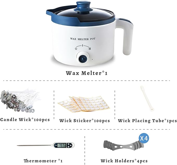 Ksedcon Wax Melter for Candle Making with Thermometer, Electric Wax Melting Pot Kit with Wicks, Double Candle Making Crock Set with Measurements