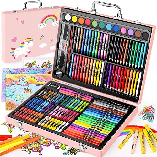 Soucolor 183 Art Set Drawing Painting Kit,Crayons Pastels Markers,Kids Gift by Soucolor