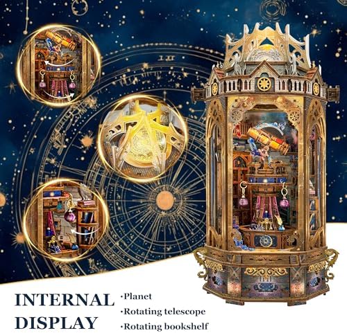 3D Wooden Puzzles for Adults 3D Puzzles Model kit Stress-Relief Toy with Mechanical Rotation Bookshelf Ideal Gift for Adults and Teens- The Lantern of Gaiaxy - Image 5