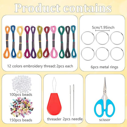 INFUNLY 12 Set DIY Small Dream Catcher Kit Metallic Color Round Mini Dream Catcher Kit Handmade Dreamcatcher Kit with Instructions Boho Hanging Ornament Making Kit for Bedroom Car Mirror Keychain Bag