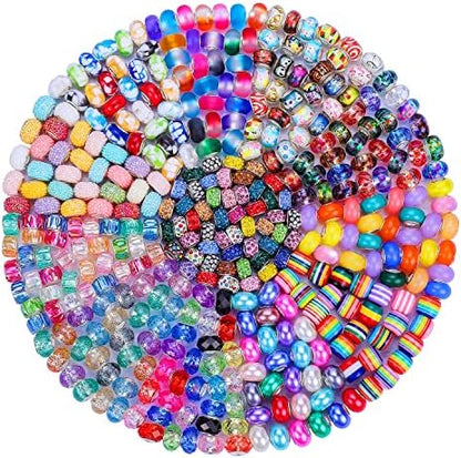 Aipridy 500 Pcs Large Hole European Beads, Craft Supplies Kit，Assorted Mixed Color Lampwork Spacer Beads for DIY Bracelet Jewelry Making (500, Mixed) by AIPRIDY