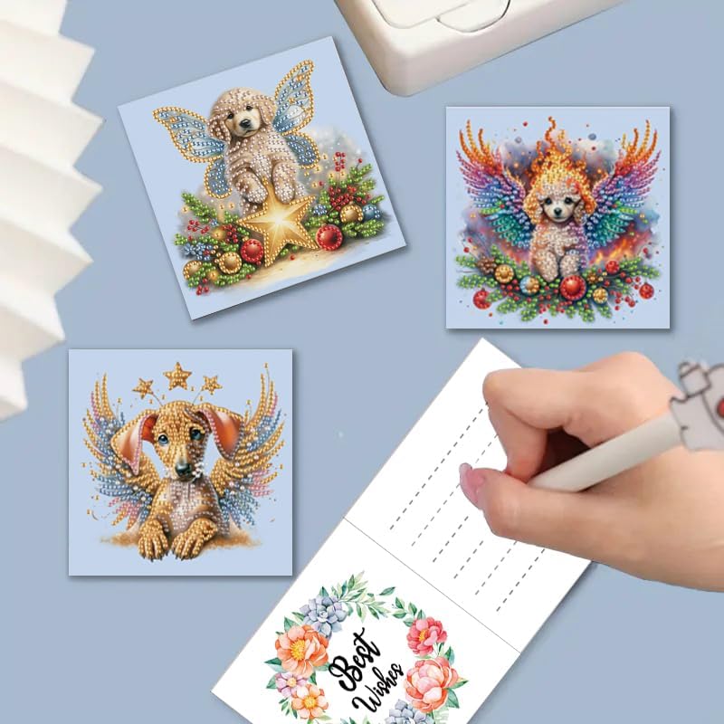 MaiYiYi 6 Pack DIY Winged Dog Diamond Painting Greeting Cards Kit - Image 3