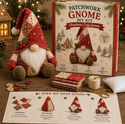 Patchwork Gnome DIY Kit Christmas Cozy Gnome Sewing Craft Set (02-Yellow) - Image 5