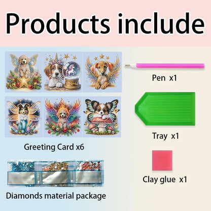 MaiYiYi 6 Pack DIY Winged Dog Diamond Painting Greeting Cards Kit - Image 6
