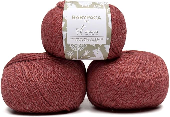 100% Baby Alpaca Yarn Wool Set of 3 Skeins (150 Grams) DK Weight - Made in Peru - Heavenly Soft and Perfect for Knitting and Crocheting (Heather Blush, DK)