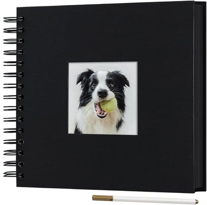 8 x 8 Inch Small DIY Scrapbook Photo Album with Cover Photo 80 Pages Hardcover Craft Paper Photo Album for Guest Book, Anniversary, Valentines Day Gifts (Black, 8 x 8 inch)