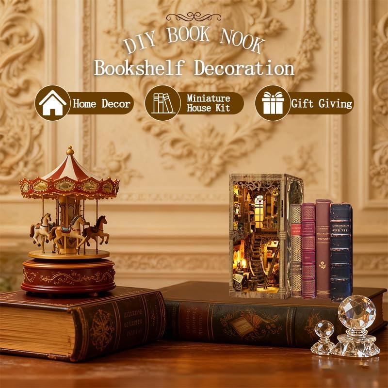 OZJAY Book Nook Kit, Books Collection 3D Wooden Puzzles for Adults - Image 3