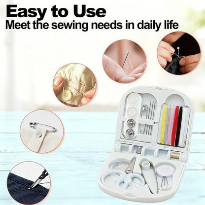 Reroon 8 Pack Mini Travel Sewing Kit for Adult & Kid | Portable Sewing Box Kit Bulk | Small Emergency Repair Set with Thread Scissors Needle for Travel, Beginner DIY Handcraft | Pink + Blue - Image 2
