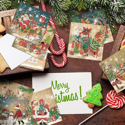Saillong 12 Pack Vintage Christmas Diamond Art Cards with Envelopes - Image 3