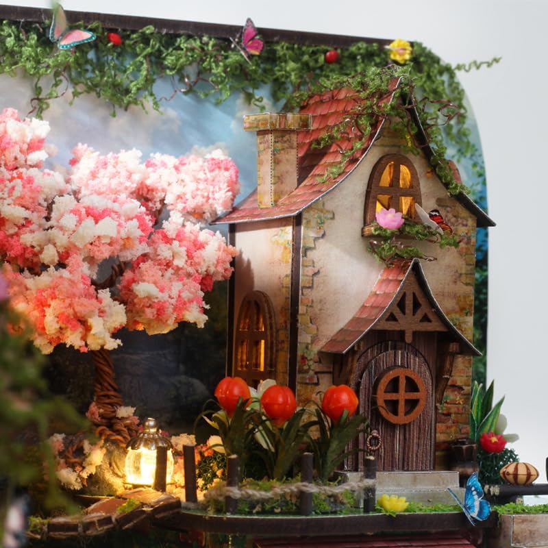 DIY Miniature House Kit, Mini House Building Kit, DIY Book Nook Kit, Tiny Model House for Adults to Build, Beginner 3D Wooden Book Nook, for Family Friends (Hidden Realm-B) - Image 3