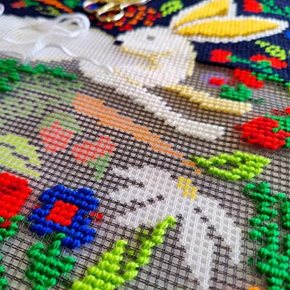 Brvsk Tapestry Embroidery Kit for Adults and Beginners — Hare on Black 16″ × 16″ with Clear, Precise Printed Design on Cotton Canvas; Includes 2 Needles, Yarn, and Easy-Read Chart - Image 3