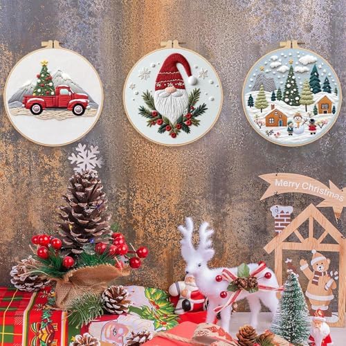 SCECALA 3 Pack Gnome Christmas Embroidery Kit - Image 5