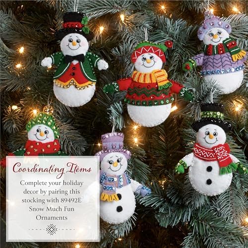 Bucilla Felt Applique Wall Hanging Kit, Treetop Snowman, Perfect for DIY Arts and Crafts - Image 4