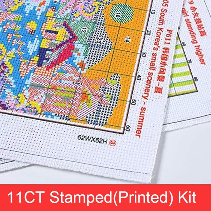 Maydiyer Cross Stitch Kits Stamped Full Range of Embroidery Starter Kits for Beginners DIY 11CT Easy Patterns Embroidery Kit for Girls-Tiger and Bee 9×9.5 inch